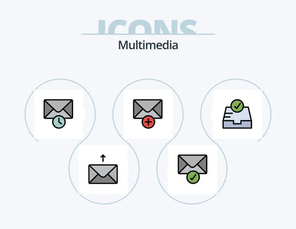Multimedia Line Filled Icon Pack Icon Design Text — Stockvektor