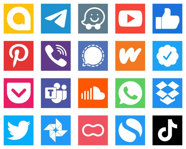 High Resolution Social Media Icons Literature Facebook Mesenger Icons Modern — Stockvector