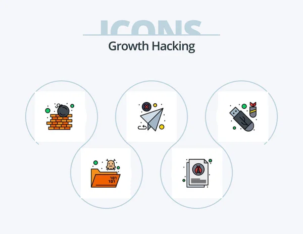 Hacking Line Filled Icon Pack Icon Design Message Development Target — Stockvector