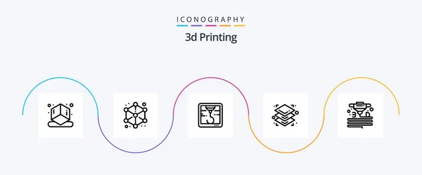 Printing Line Icon Pack Including Material Printing Height — 图库矢量图片