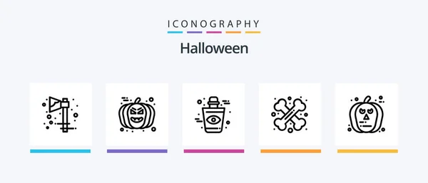 Halloween Line Icon Pack Including Halloween Ghost Halloween Face Scary — Διανυσματικό Αρχείο