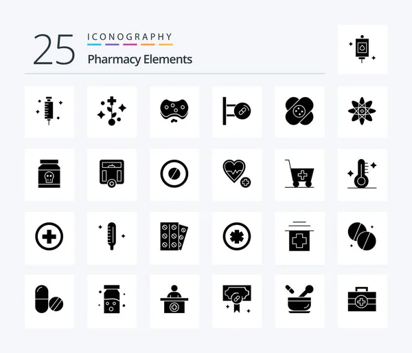 Pharmacy Elements Solid Glyph Icon Pack Including Board Tree Soap — Stock vektor