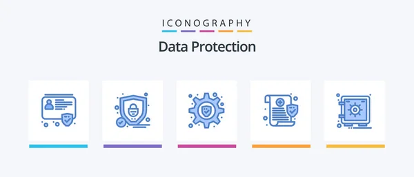 Data Protection Blue Icon Pack Including Vault Safe Security Locker — Archivo Imágenes Vectoriales