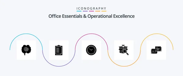 Office Essentials Operational Exellence Glyph Icon Pack Including Bubble Shopping - Stok Vektor