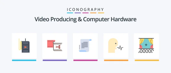 Video Producing Computer Hardware Flat Icon Pack Including Talk Person — Stockový vektor