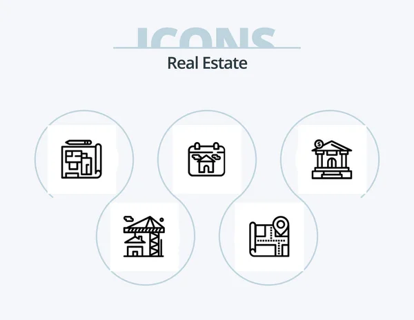 Real Estate Line Icon Pack Icon Design Blueprint Estate Real — Stockvector