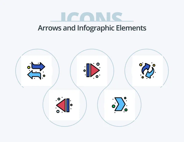 Arrow Line Fill Icon Pack Icon Design Конец Направление Стрела — стоковый вектор