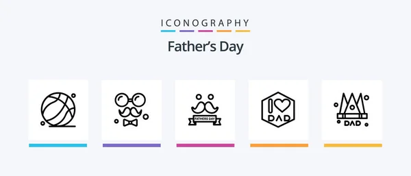 Fathers Day Line Icon Pack Including Fathers Day Date Love — Vettoriale Stock
