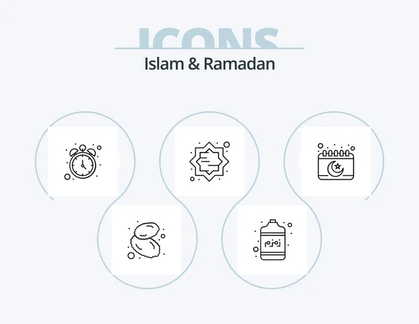 Islam Ramadan Line Icon Pack Icon Design Prayer Islam Book — 图库矢量图片
