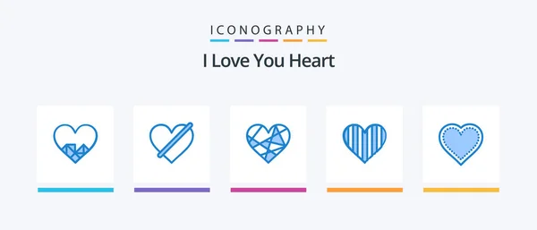 Heart Blue Icon Pack Including Heart Gift Creative Icons Design — Image vectorielle