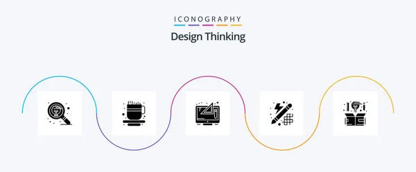 Design Thinking Glyph Icon Pack Including Computer Innovation Creative Design — Archivo Imágenes Vectoriales