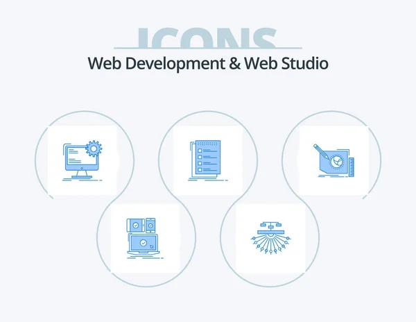 Web Development Web Studio Blue Icon Pack Icon Design List — Wektor stockowy