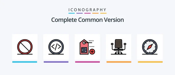 Complete Common Version Line Filled Icon Pack Including Education College — Vettoriale Stock