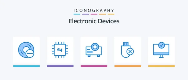 Devices Blue Icon Pack Including Stick Hardware Gadget Devices Projector — Stockvector