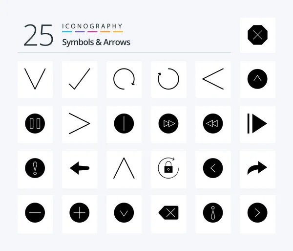 Symbols Arrows Solid Glyph Icon Pack Including Arrow Circle Rotate — Stockový vektor