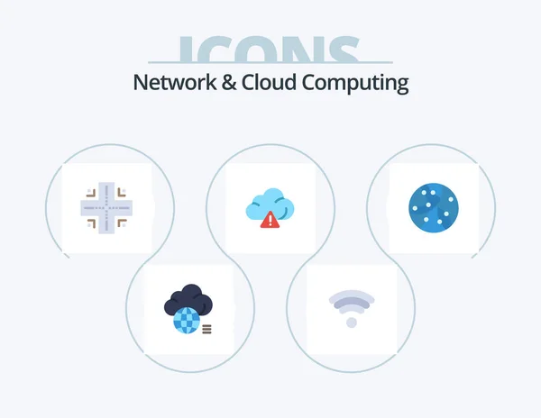 Network Cloud Computing Flat Icon Pack Icon Design Technology Internet – stockvektor