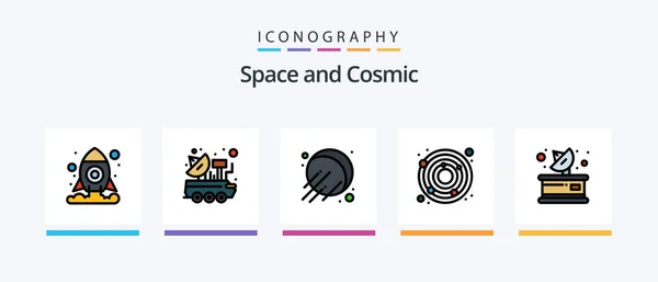 Space Line Filed 5アイコンパックスペースを含む 天文学 天文学 宇宙だ ネプチューン クリエイティブアイコンデザイン — ストックベクタ