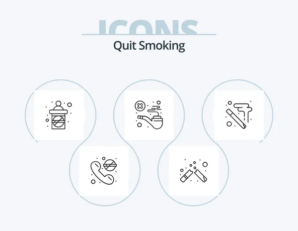 Quit Smoking Line Icon Pack Icon Design Healthcare Cigarette Sign — 图库矢量图片