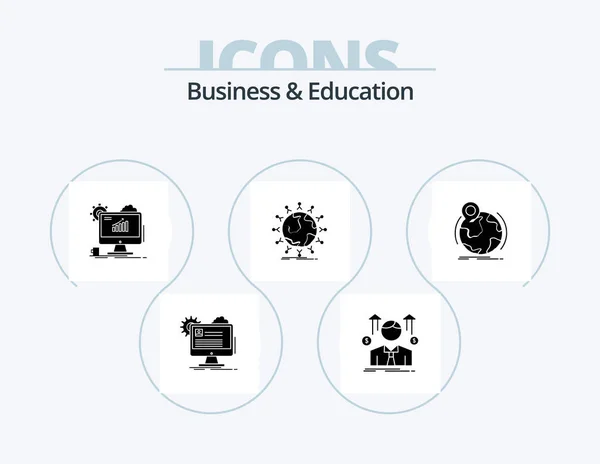 Business Education Glyph Icon Pack Icon Design Network Global Employee — Vector de stock