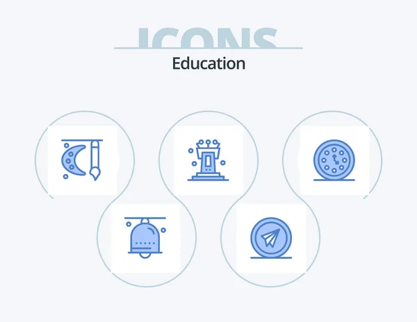 Education Blue Icon Pack Icon Design Speech Pedestal Paper Watercolor — Stockový vektor