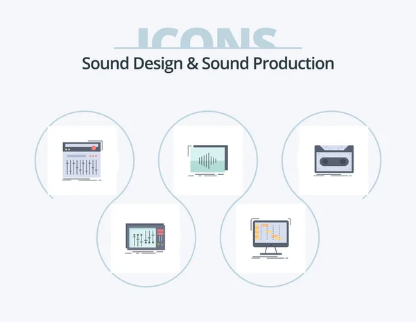Sound Design Sound Production Flat Icon Pack Icon Design Hertz — Stok Vektör