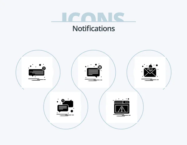 Notifications Glyph Icon Pack Icon Design Mail Chat Error Unread – stockvektor