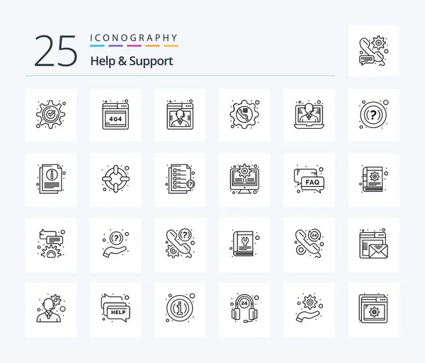 Help Support Line Icon Pack Including Phone Configure Web Call — Stockový vektor