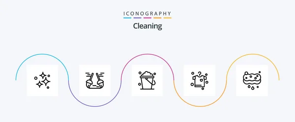 Cleaning Line Icon Pack Including Cleaning Hanging Sweep Drying Home — Stok Vektör