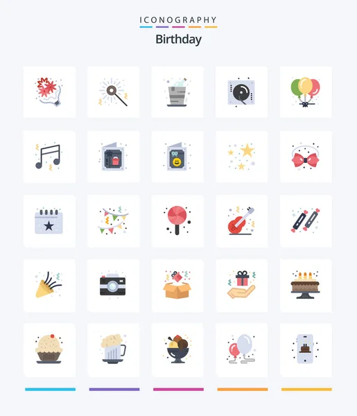 Creative Birthday Flat Icon Pack Birthday Party Alcohol Music Birthday — Stockvector