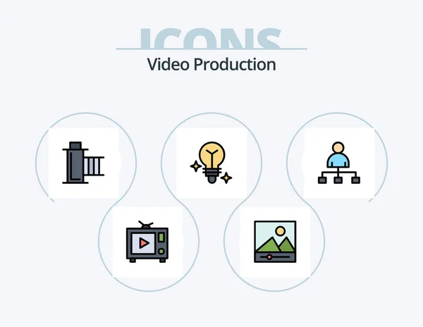 Video Production Line Filled Icon Pack Icon Design Media Video — Stockvektor