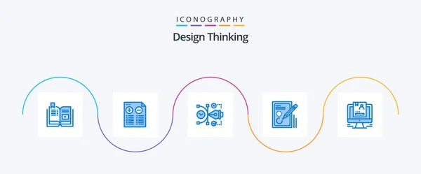 Design Thinking Blue Icon Pack Including Design Pencil Edit Digital — Vetor de Stock