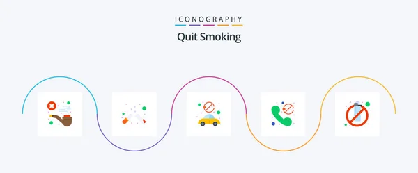 Quit Smoking Flat Icon Pack Including Smoking Care Healthcare Call — Stock vektor