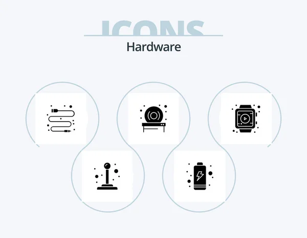 Hardware Glyph Icon Pack Icon Design Usb Watch Play — Stockvector