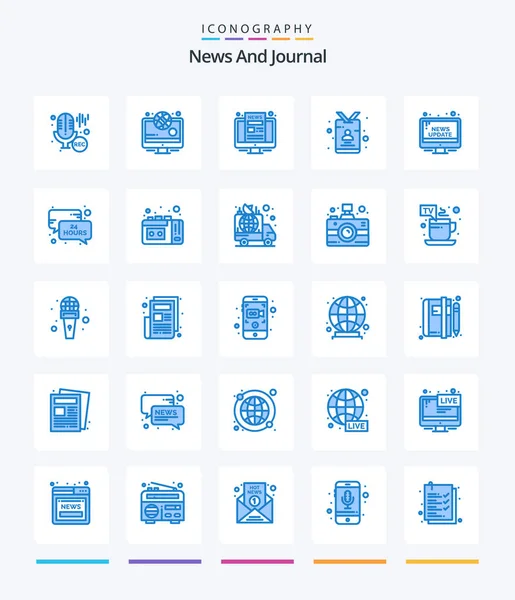 Creative News Blue Icon Pack Information Reporter Monitor Press — Stockvector