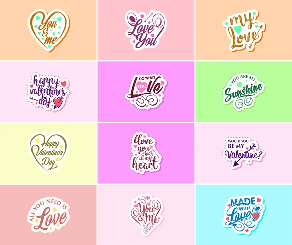Saying Love You Beautiful Valentine Day Design Stickers — Stockový vektor