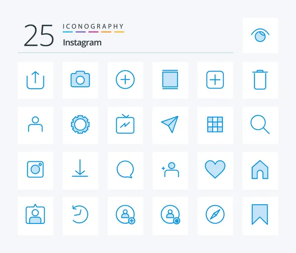 Instagram Blue Color Icon Pack Including Instagram Sets Contact Timeline — Stockový vektor