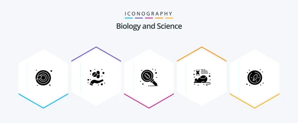 Biology Glyph Icon Pack Including Research Biology Lab Research Laboratory — Vector de stock
