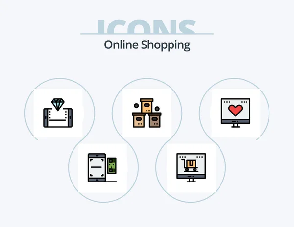 Online Shopping Line Filled Icon Pack Icon Design Exchange Business — Wektor stockowy