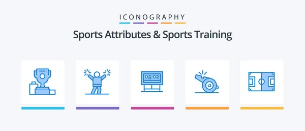 Sports Atributes Sports Training Blue Icon Pack Including Field Sport — Stock Vector