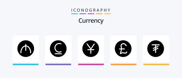 Currency Glyph Icon Pack Including Coin Levbrazil Pound Sterling Yen — Wektor stockowy