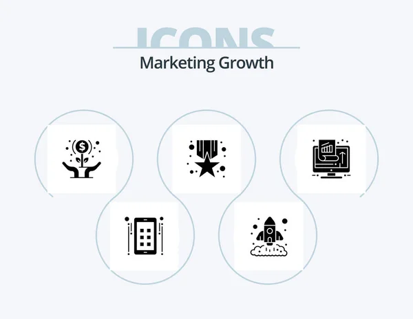 Marketing Growth Glyph Icon Pack Icon Design Prize Medal Startup — Archivo Imágenes Vectoriales