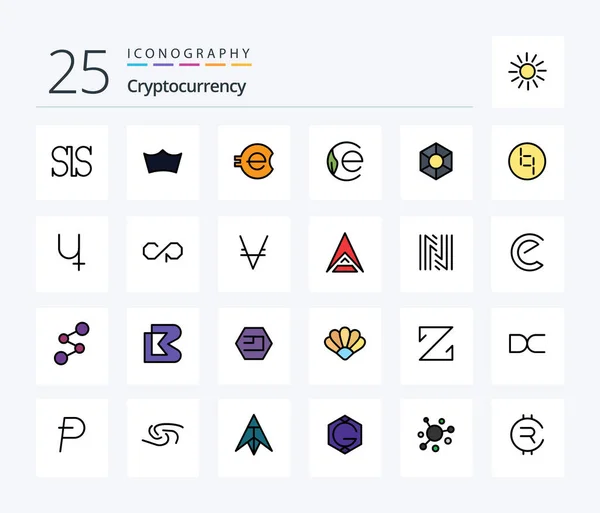 Cryptocurrency Line Filled Icon Pack Including Crypto Expanse Coin Crypto — Stockvector