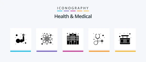 Health Medical Glyph Icon Pack Including Sign Hospital Building Board — Archivo Imágenes Vectoriales