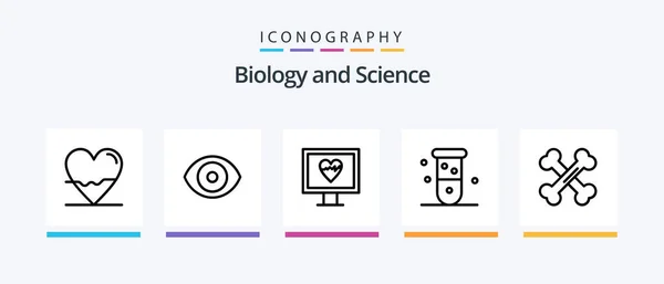 Биология Числе Наука Сердце Результаты Биологии Атом Creative Icons Design — стоковый вектор