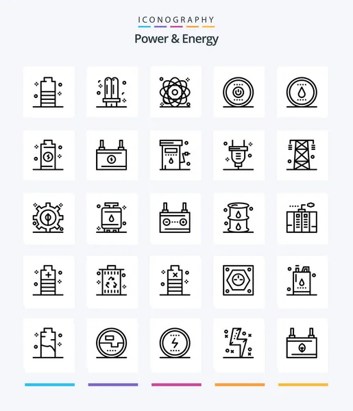 Creative Power Energy Outline Icon Pack Energy Computing Fluorescent Power — Stock Vector