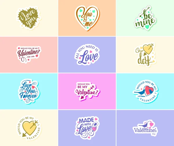Celebrate Your Romance Valentine Day Graphics Stickers - Stok Vektor
