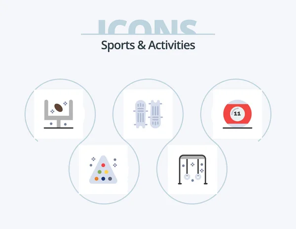 Sports Activities Flat Icon Pack Icon Design Cricket Bat Cricket — Stock Vector
