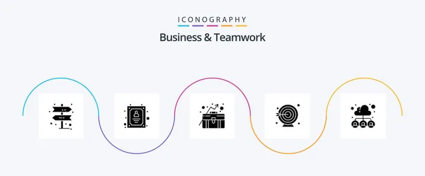 Business Teamwork Glyph Icon Pack Including Team Group Business Growth — Stockvektor