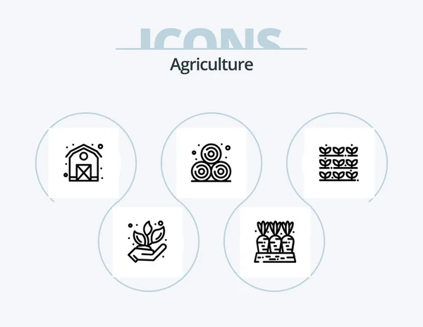 Agriculture Line Icon Pack Icon Design Farm Wheat Agriculture Plant — Vetor de Stock