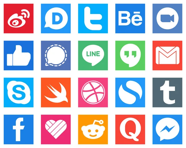 Social Media Icons Your Branding Line Mesenger Zoom Signal Icons — Stock Vector